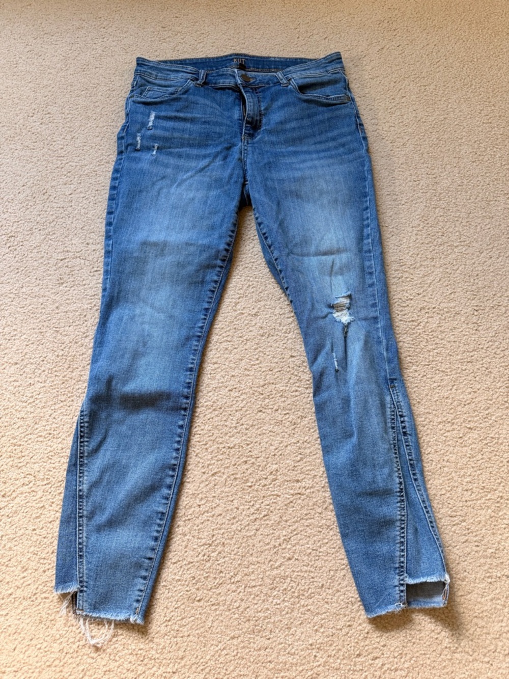 Kut from the Kloth Medium Blue Distressed Ankle Jeans